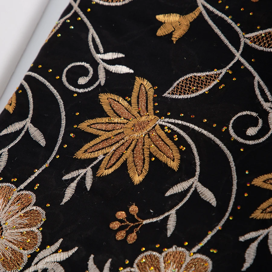 SJD LACE African Swiss Voile Lace Fabric Cheap 2026 New 5 Yards Nigerian Stones Cotton Lace for Sewing Women Party Dresses 4922