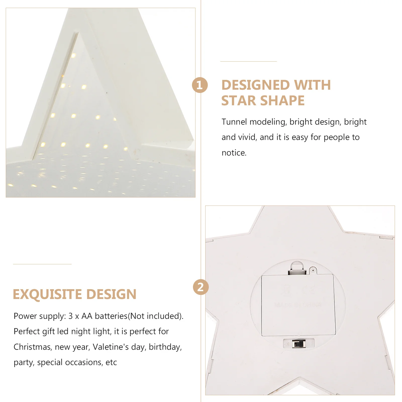 

Star Shape Led Night Light For Bedroom, Tunnel Mirror Lamp, Small Table Night Lamp, Creative Gift For Christmas Birthday Party