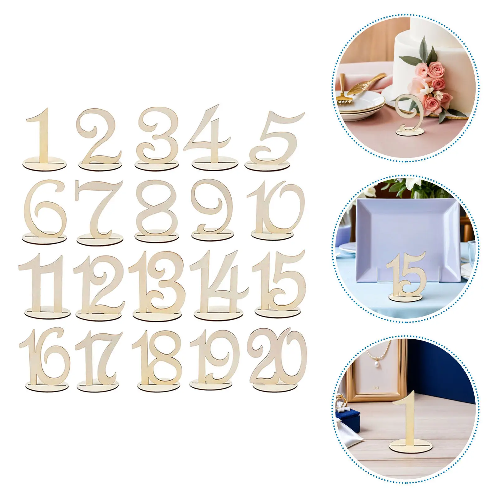 40Pcs Wedding Table Numbers Wooden Freestanding Table Number Stands for Reception Party Catering Boho Wedding Decor