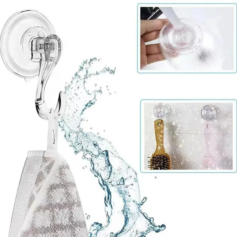 10 Stück Saugnapfhaken, transparent, wiederverwendbar, robust, Vakuum-Saugnapfhaken, Glas, Küche, Badezimmer, Haken für Handtuch – Detail 3