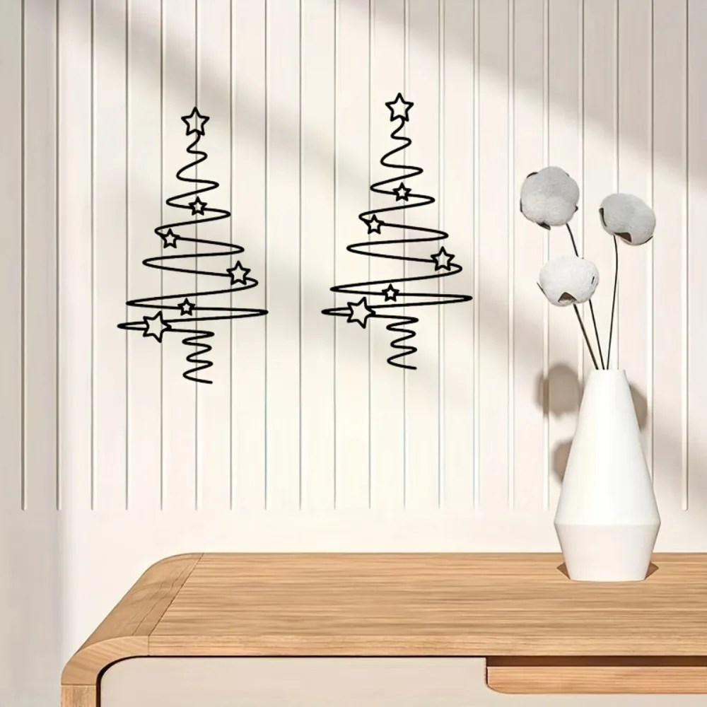 CIFBUY 2Pcs Metal Tree Wall Art Decor Set, Multi-Functional Iron Hanging Ornament for Indoor Outdoor Home Decoration, No Power N