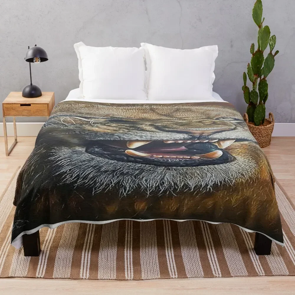 

BIG LION Throw Blanket Sofa Vintage Bed linens Blankets