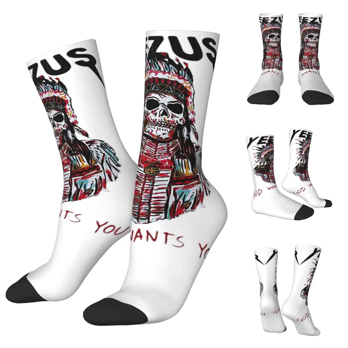 God Wants You Kanye West cosy Calcetines Unisex, calcetines con estampado 3D feliz al aire libre, estilo callejero Crazy