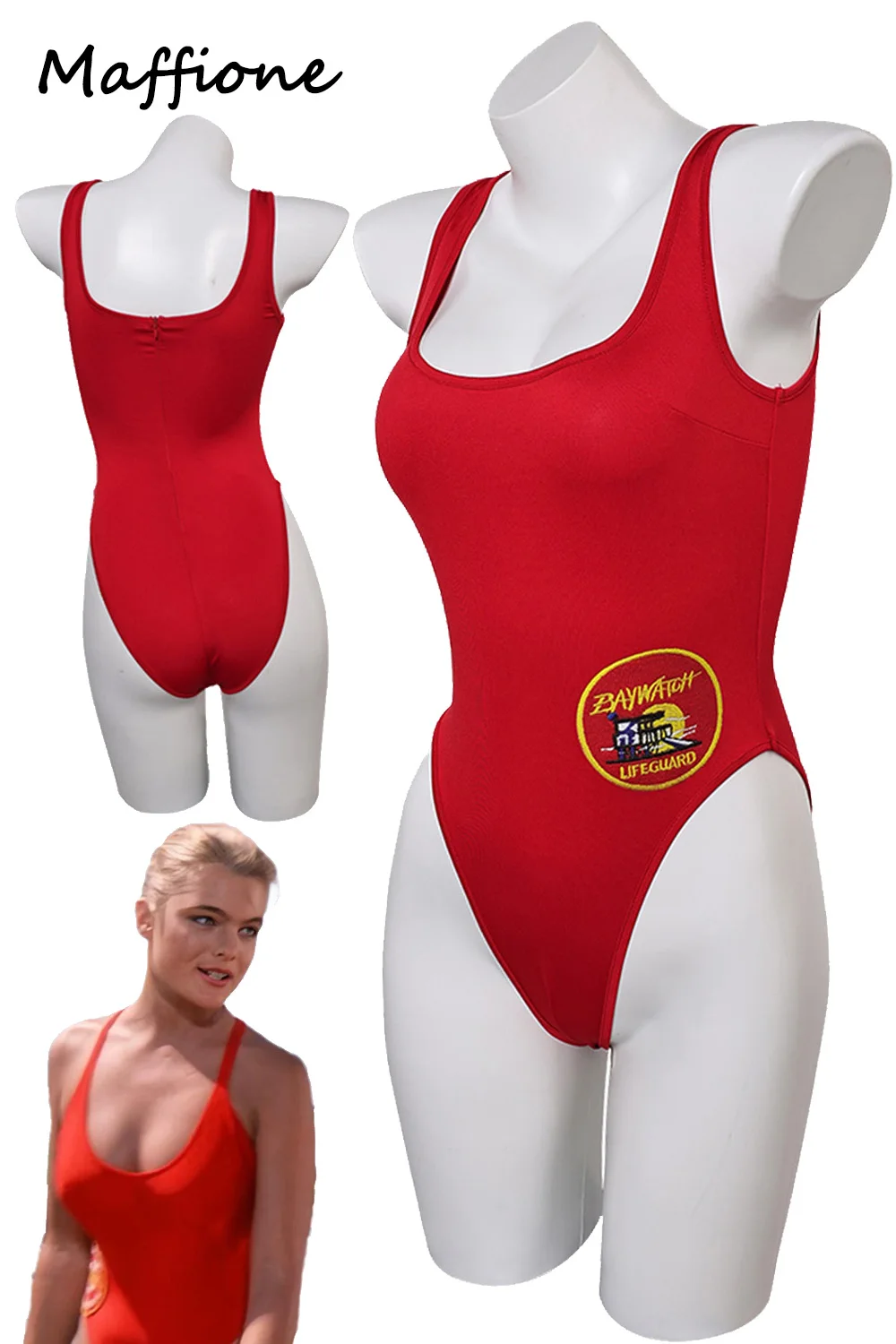 CJ Parker Cosplay Sexy Swimsuits Costume 1989 TV Baywatch Roleplay Women Red Bikini Swimwear Set Summer Beach Party Clothing