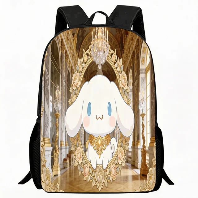 

Kids Bag Cinnamoroll Royal Palace Print Children Backpack, Ornate Gold Frame and Chandelier Design School Bag, Lightweight Breat
