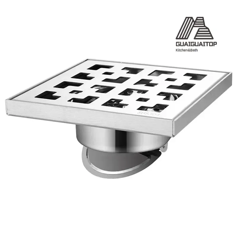 Revivalism Shower Floor Drain Stainless Steel Square Floor Drain Strainer Dectable Anti-odor Drainer Shower  Bathtub Accessories
