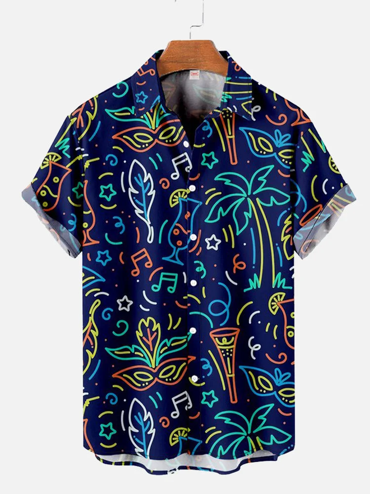 Camisa con estampado retro europeo y americano para hombre, camisas estampadas informales para hombre, camisa de vacaciones en la playa de verano,