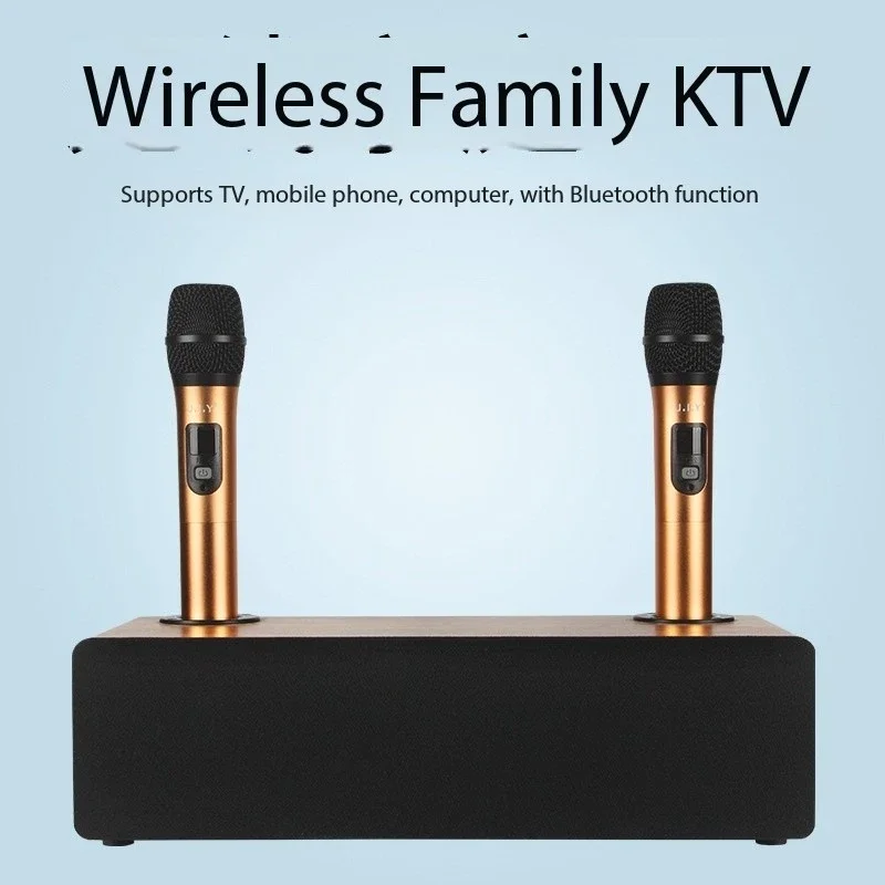 HIFI High TV/PC Subwoofer Wooden Karaoke System KTV Audio Microphone All-in-one Machine Power Bluetooth Speakers Home Theater