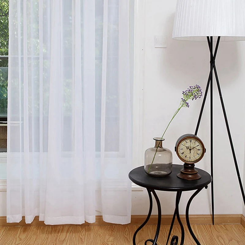 16Pcs Super Soft Great Hand Feeling Tulle Curtains For Living Room Decoration Modern Veil Chiffon Solid Sheer Voile