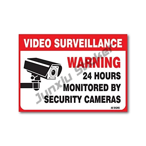 Video Surveillance Sign 24 Hour Surveillance, No Trespassing Decal Self Adhesive Indoor Waterproof Sunscreen