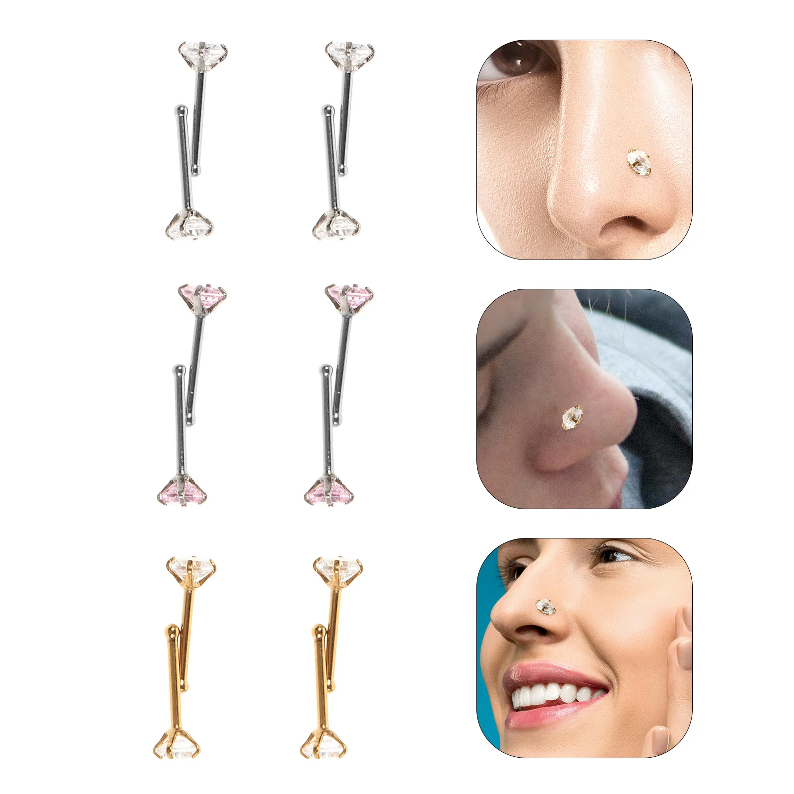 

24Pcs Small Nose Piercing Studs Stainless Steel Diamond Zirconia Nose Rings for Women Lightweight Comfortable Jewelry