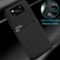 For Poco X3 Pro Case Leather Car Magnetic Holder Plate Phone Case for Xiaomi PocoX3 Poco X3 NFC Little X 3 Shockproof Back Cover