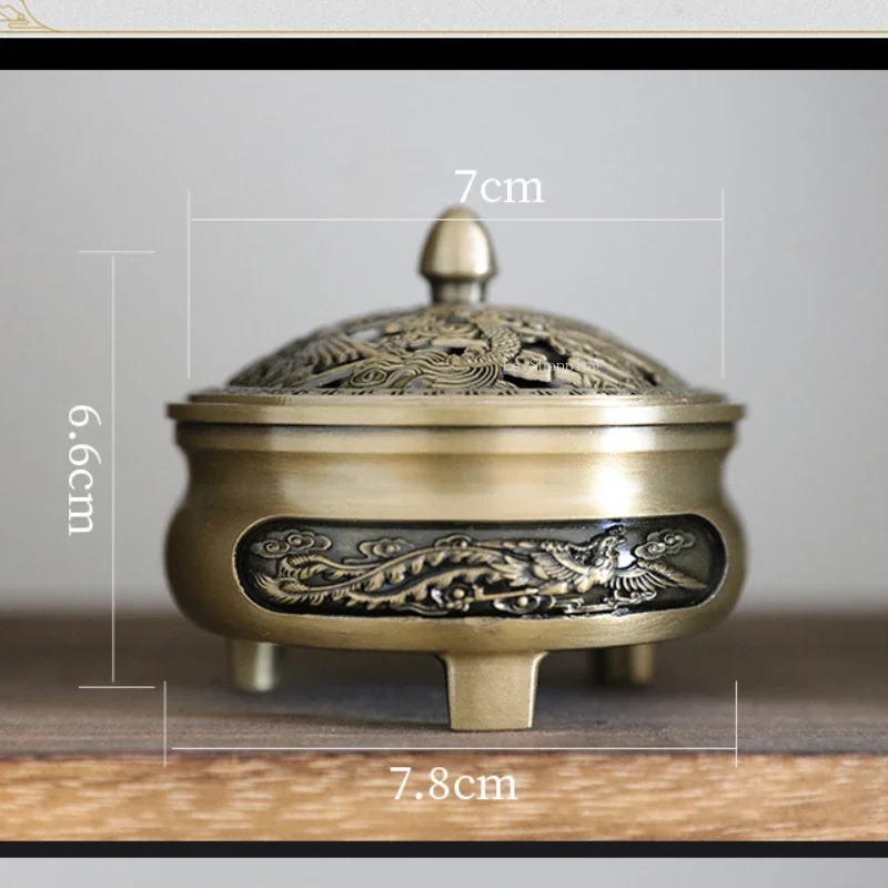 Lotus Dragon and Phoenix Antique  Alloy Incense Burner/Incense Lore Buddha Craft Supplies Office Teahouse Decoration Censer