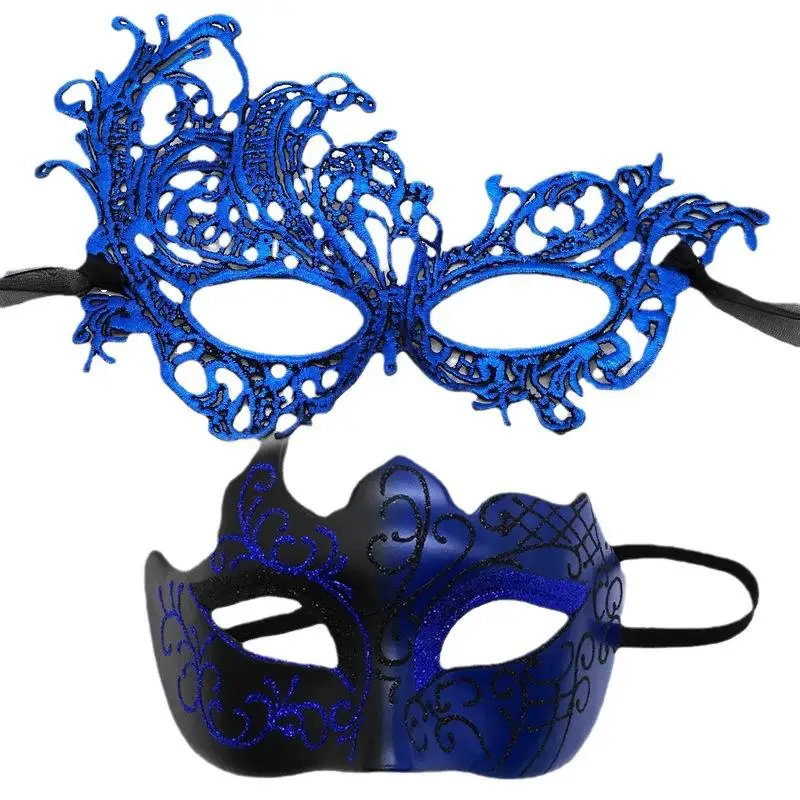 Hot 2pcs Elegant Black Lace Masquerade Mask Set For Couples Perfect For Venetian Party Mardi Gras And Halloween Celebrations