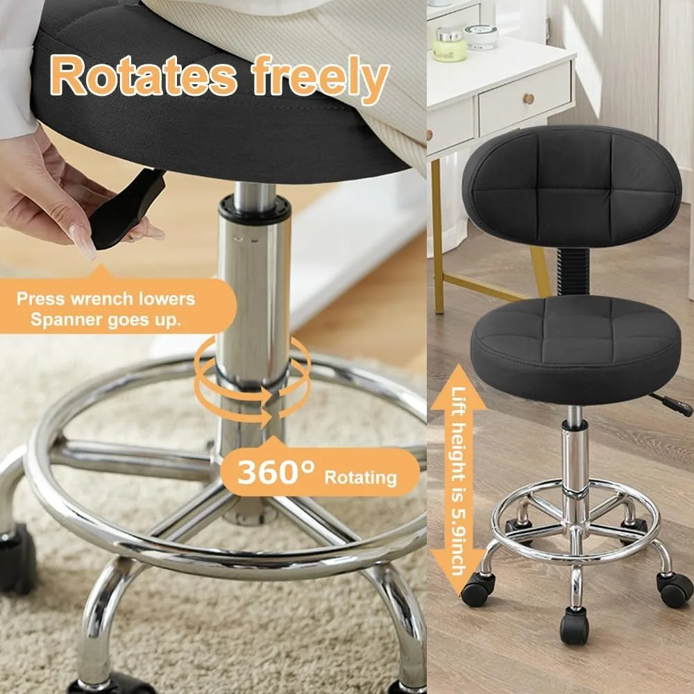 كرسي مكتب حديث كرسي كمبيوتر متدحرج مع ارتفاع خلفي منخفض قابل للتعديل للعمل في صالونات التجميل كرسي مهام دوار #4