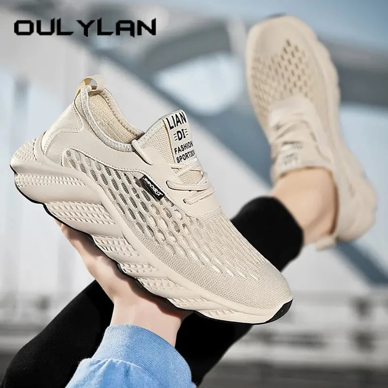 Oulylan الخريف تنوعا حذاء كاجوال شبكة كبيرة تنفس خفيفة الوزن الأحذية الرياضية الرجال عدم الانزلاق ارتداء أحذية رياضية مقاومة