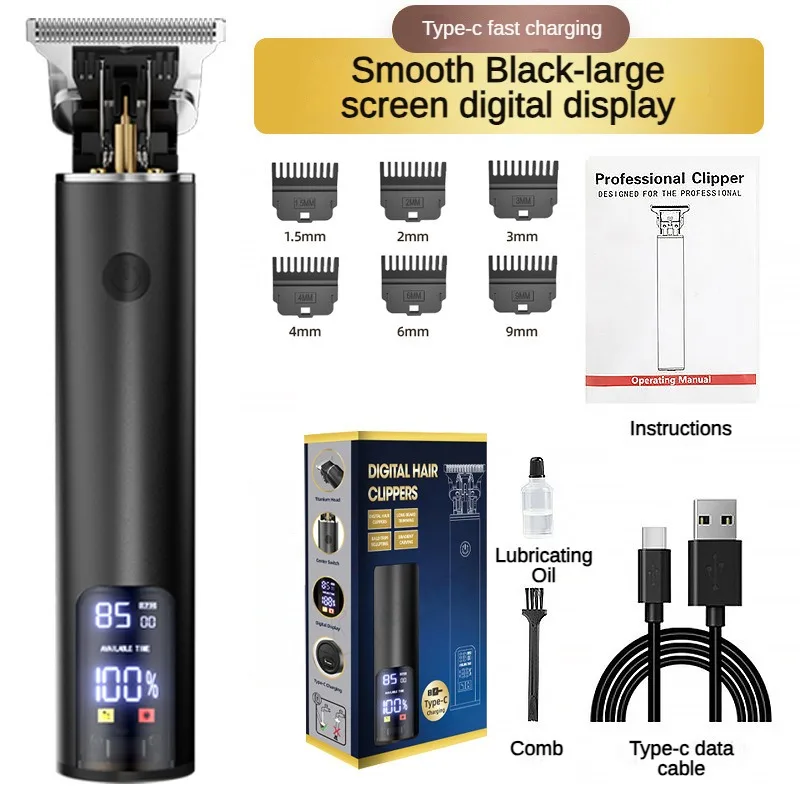 Tagliacapelli elettrico tagliacapelli Vintage rasoio teschio rasatura barbiere tagliatrice doppia lama lavabile in titanio 0.1mm 15 volte