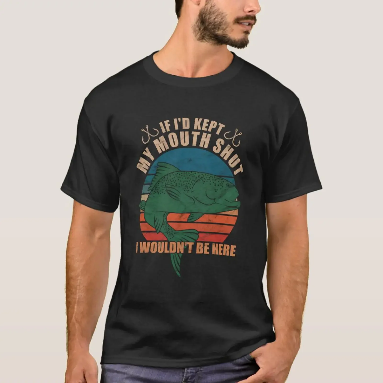 If I'D Kept My Mouth Shut I Wouldn'T Be Here Fishi T Shirt vintage Washed Slightly Casual fashion Unisex Breathable