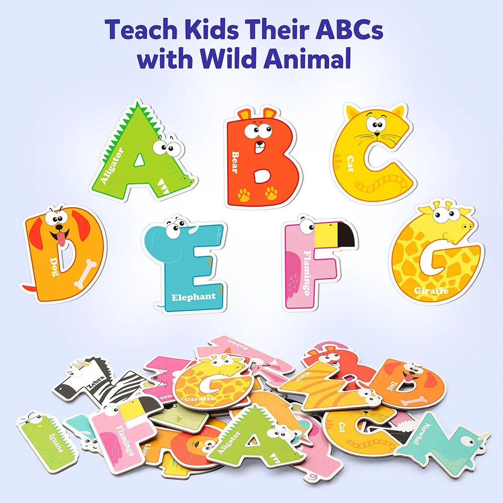 Refrigerator Magnets with Large Magnetic Letters ABC Colorful Uppercase Animal Toys Learning Games Christmas and Halloween Gifts