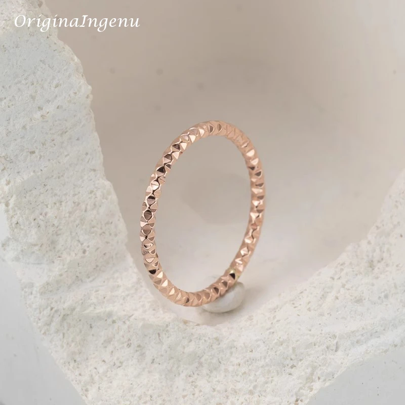 14K Rose Gold Filled Texture Ring Handmade Minimalism Ring Tarnish Resistant Jewelry Hypoallergenic Women Ring