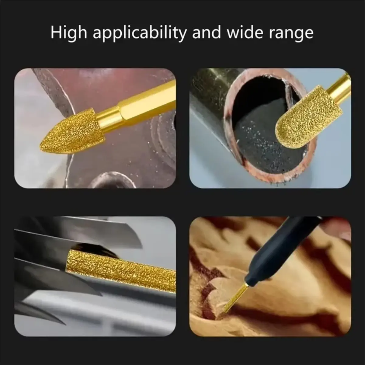 7Pcs Brazing Grinding Head Rotary File Head Metal Burr Ceramic Tile Stone Polishing Engraving Drill Bits