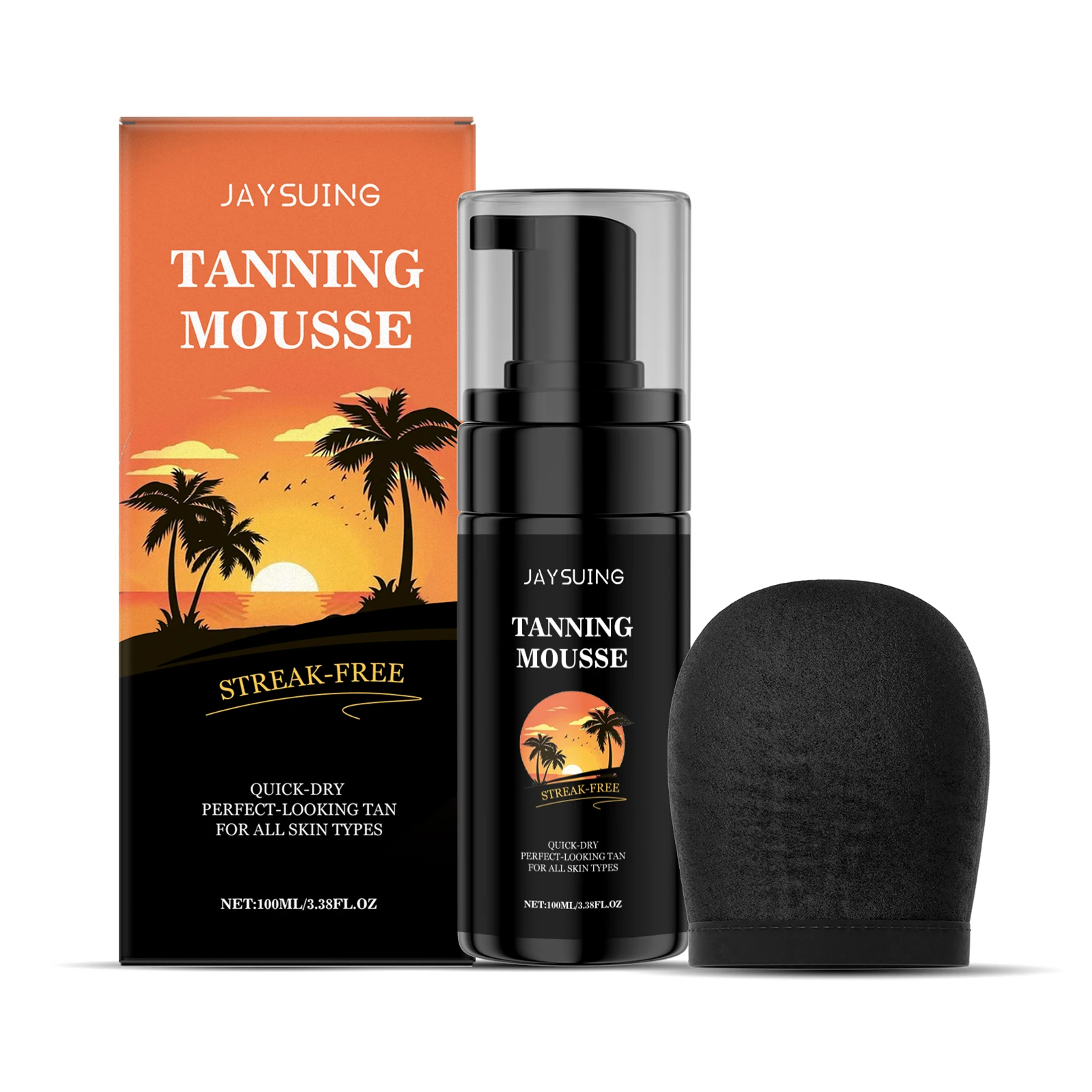 셀프 태닝 무스 - 얼굴 및 바디용 줄무늬가 없고 속건성 선레스 태너 |   모든 피부 타입에 어울리는 자연스러운 브라운