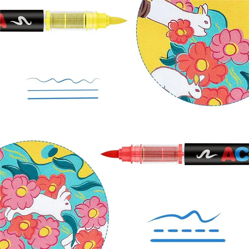 For Rock, Glass& Canvas Compatible For Rock, Acrylic Paint Markers,120 Vivid Colors, Brush Tip By Guangna Highly Recommended