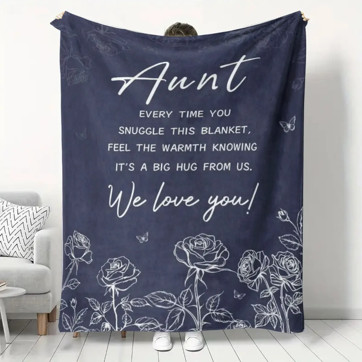 

A Personalized Flannel Blanket Is Soft And Comfortable, Featuring a Sentimental Message About Aunt. It'S Versatile And Suitable