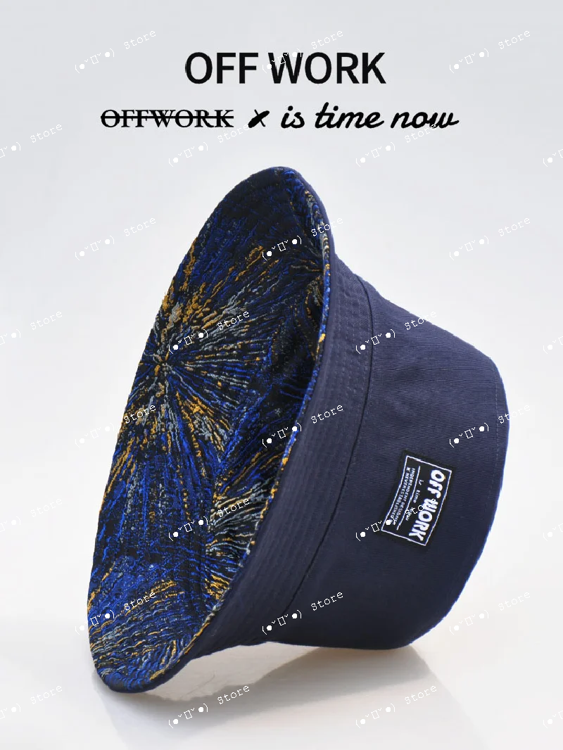 

Street fashion brand outdoor travel fisherman hat navy blue sun protection and shading double-sided hat for men and women summer