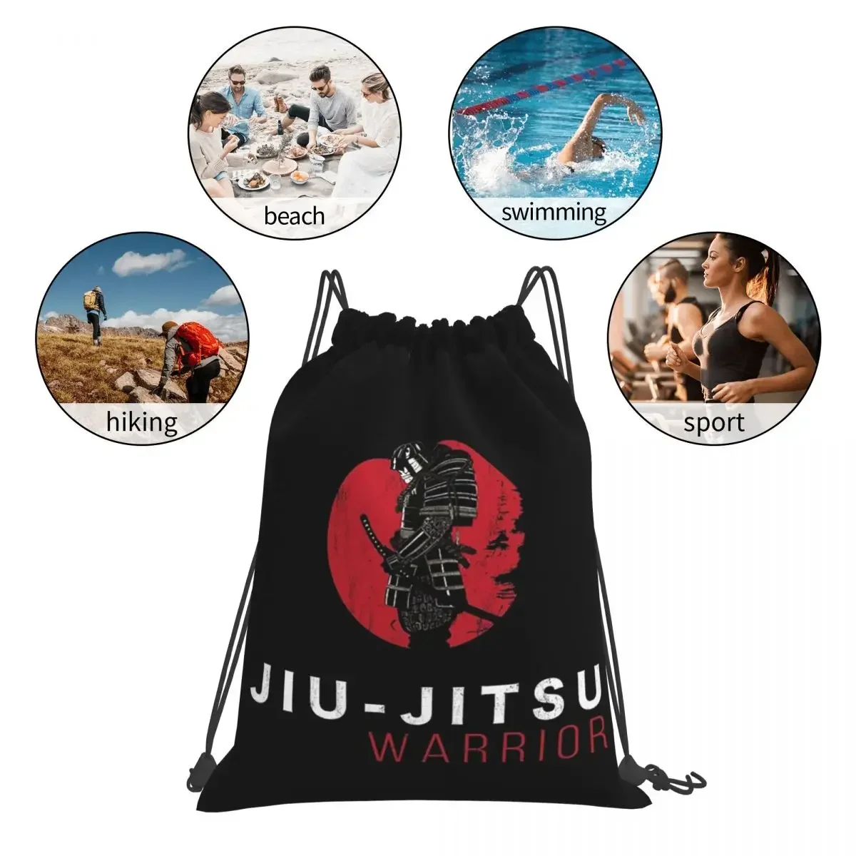 Jiu-Jitsu Warrior Japanese Bjj Gi & Black Belt Mma Backpacks Drawstring Bags Drawstring Bundle Pocket Shoes Bag BookBag