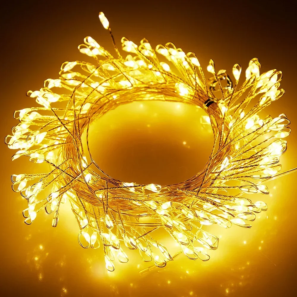 Guirxiété lumineuse de sapin de Noël étanche avec télécommande USB, pétard nickel é, lumières de jardin pour fête, mariage, décoration de vacances, 8 modes