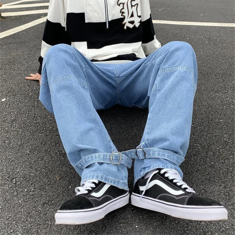 2025 Cargo jeans Men Wide Leg Jeans Hip Hop Casual Men\'s Straight Baggy Denim Pants Streetwear Skateboard Pant Neutral Trousers