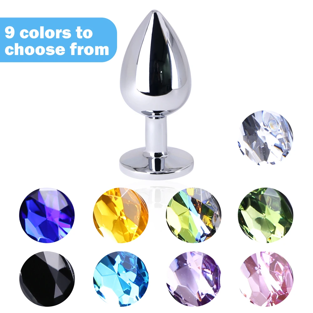 Anal Plug Mini Round Stainless Steel Crystal Anal Plug Removable Butt Plug Stimulator Anal Sex Toys