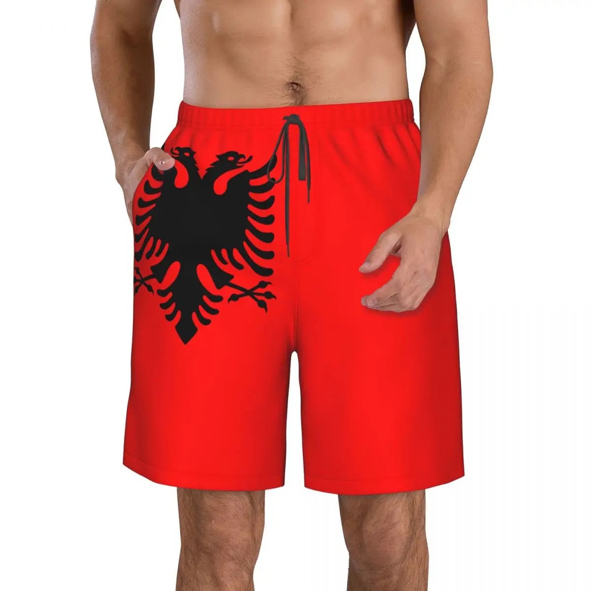 Men's Albania Flag Albanian Fans Beach Pants Shorts Surfing M-2XL Polyester Swimwear Running