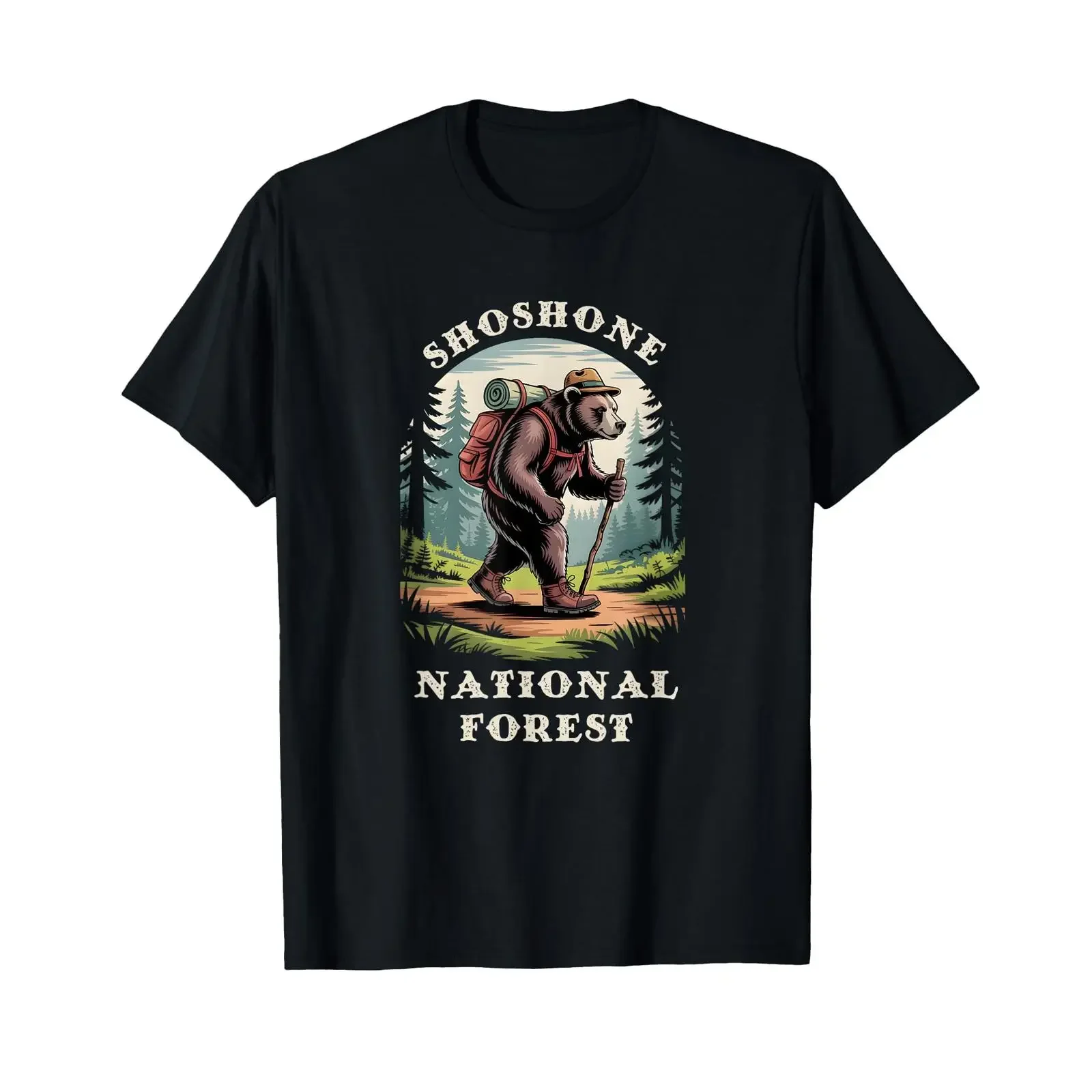 Shoshone National Forest Wyoming Hiking Trail Grizzly Bear T Shirt vintage Washed Top For Everyday Wear fashion Breathable