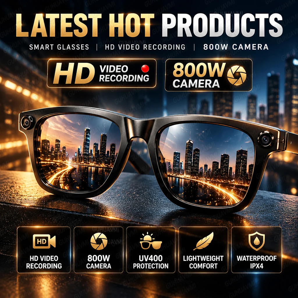2026 New Smart Glasses 8MP Camera 1080P HD Video Recording Real Time Translation Voice Assistant Bluetooth Call Music Sunglasses