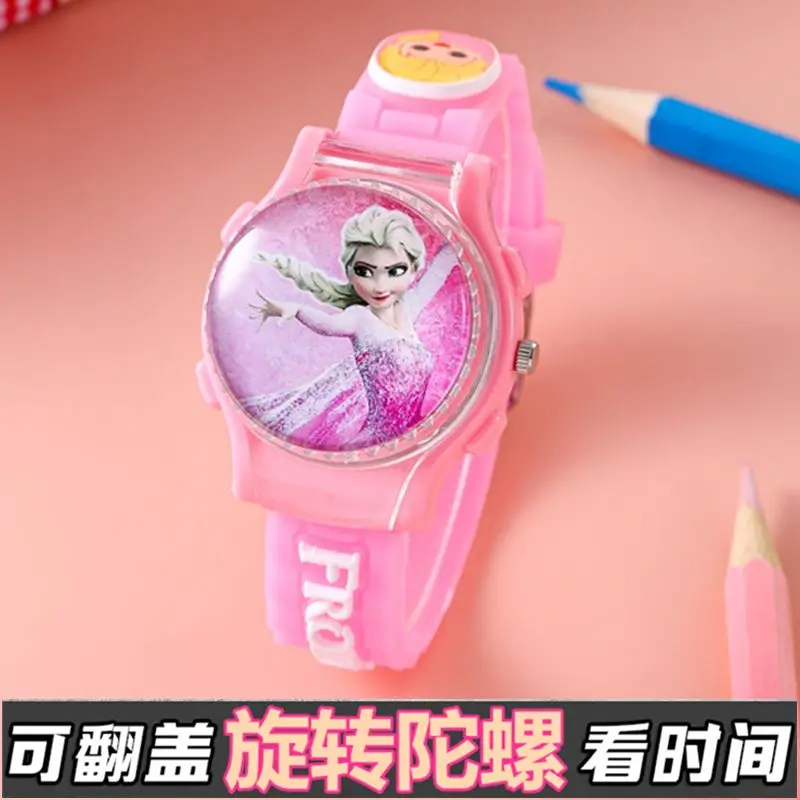 ديزني فروزن إلسا الأميرة الحلو لطيف الإبداعية الكرتون نمط الأزياء الوجه غطاء الغزل أعلى ووتش الاطفال اللعب هدايا العيد