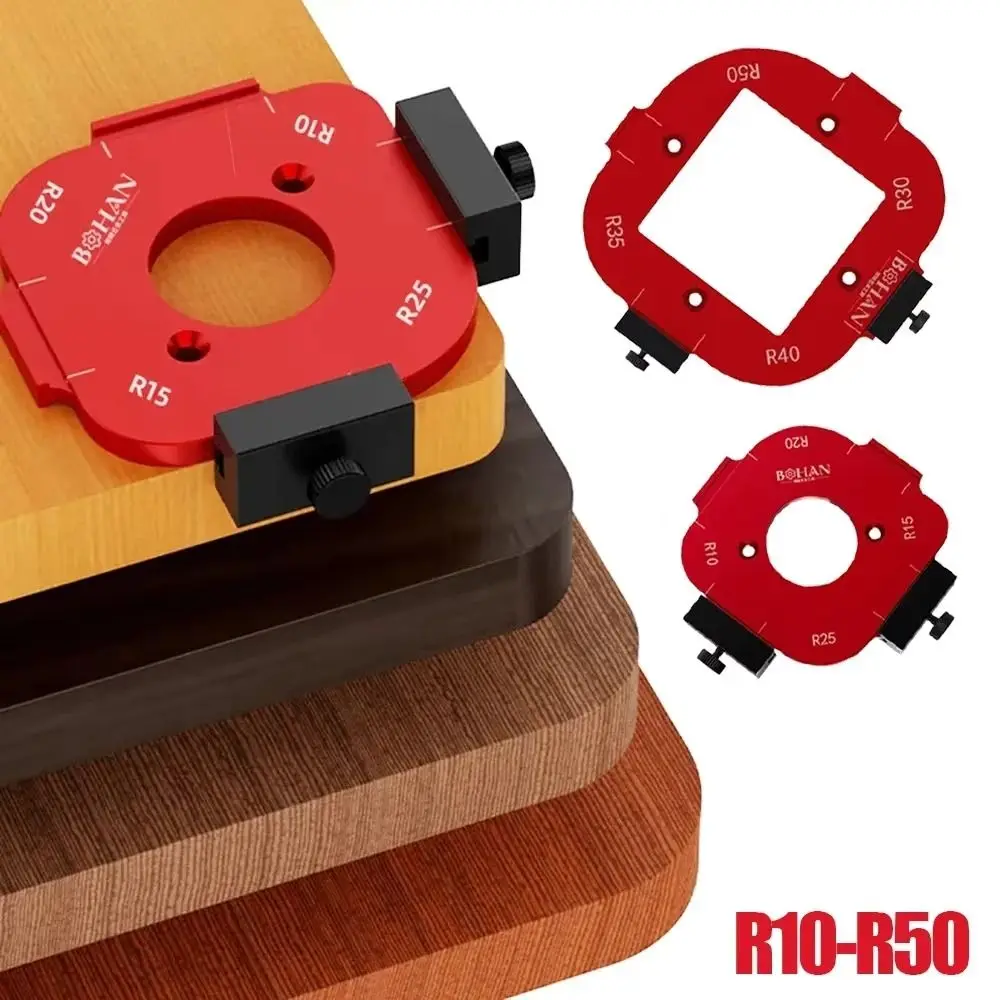 

R10-R50 Radius Jig Woodworking Router Templates 4 in 1 Reusable Arc Angle Positioning Template Aluminum Alloy DIY