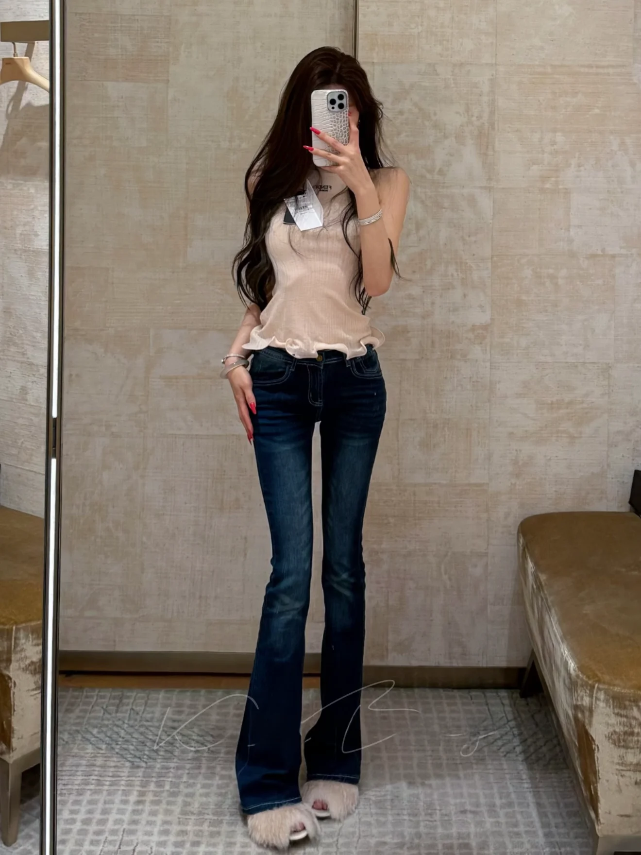 

Женские джинсы с низкой посадкой, расклешенные, в ретро-стиле, в полоску, из высокоэластичного хлопкового денима, длиной в пол, винтажные, универсальные