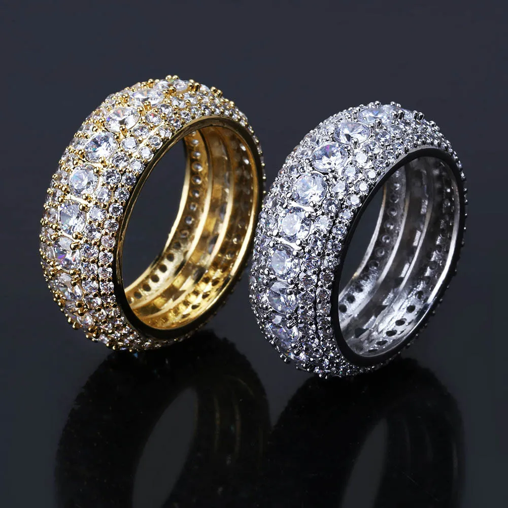 

10mm Full Iced CZ Ring for Women AAA Round Cut Cubic Zirconia Rings Fashion Jewelry for Gift