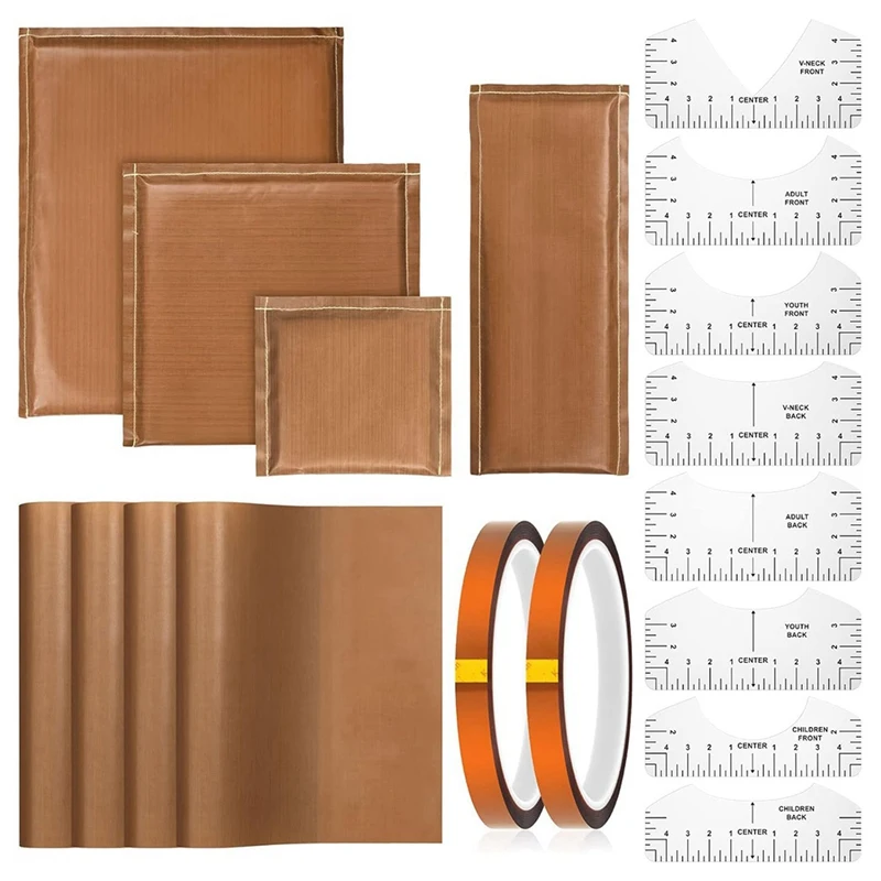 

18 шт. комплект подушек для термопресса, 4 размера, подушки для термопереноса, 4 листа для теплопередачи, линейки для рубашек 8 размеров