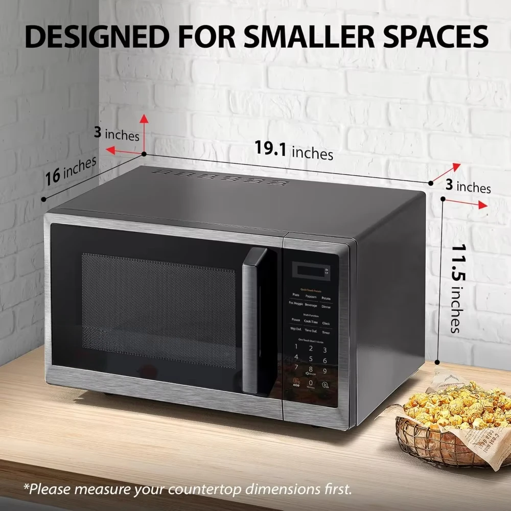 Small Countertop Microwave Oven With 6 Auto Menus, Kitchen Essentials, Mute Function &ECO Mode,10.6 Inch Removable Turntable