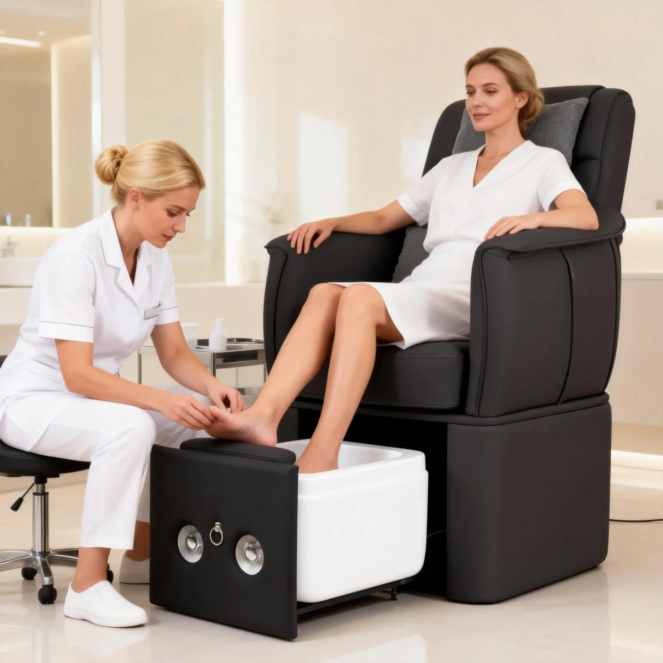 Multifunctional Pedicure Spa Chair With Adjustable Backrest Anti Slip Base For Hotel Spa Center Foot Massage Chairs