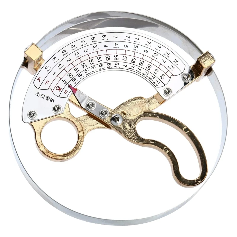 

Scissor Type Hat Ruler with Clear Scale Hand Held Milliners Sizer Hat Size Measuring Tool Stainless Steel & Brass