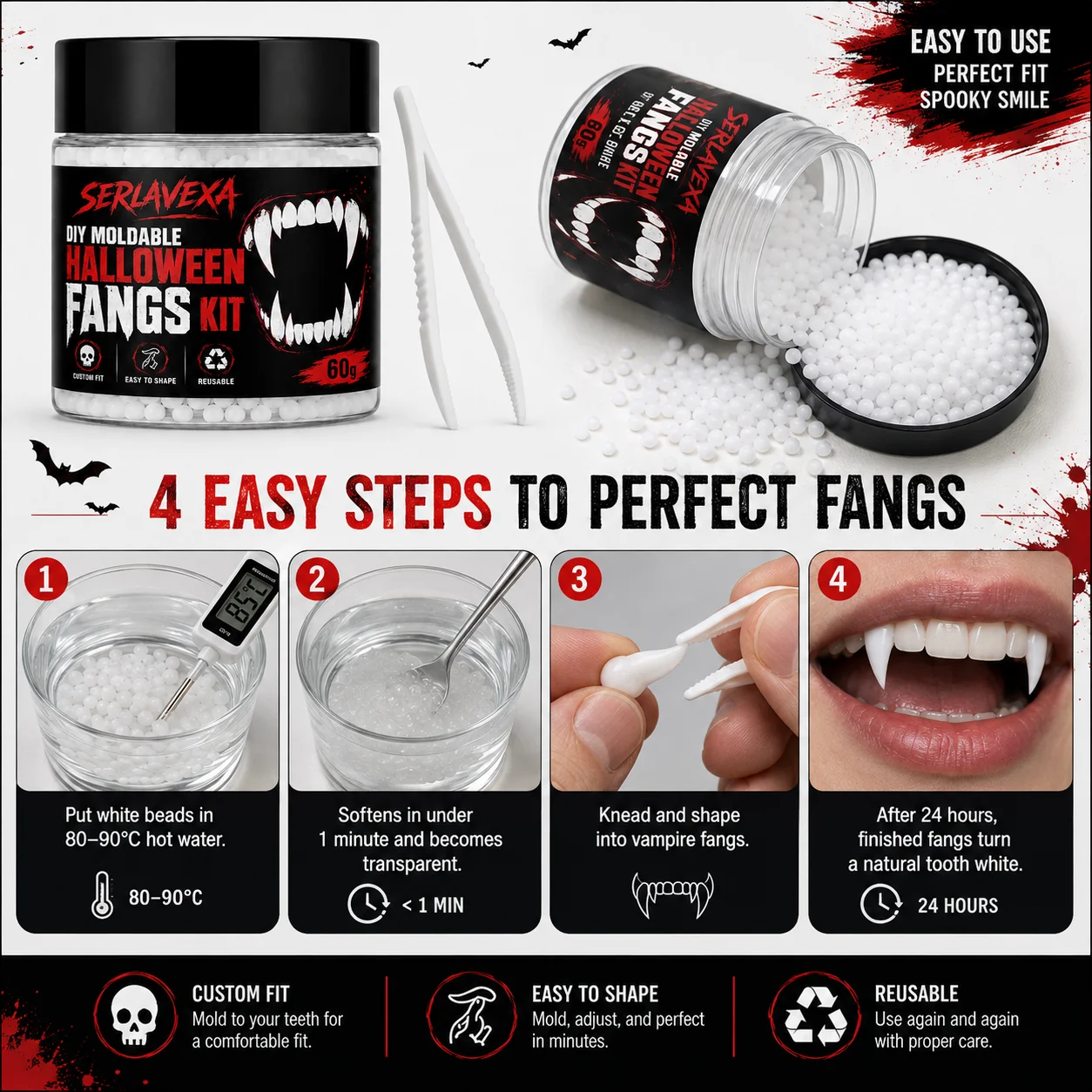 60g Vormbaar Halloween-Tanden- - Cosplay Prop Kit recensie en prijs