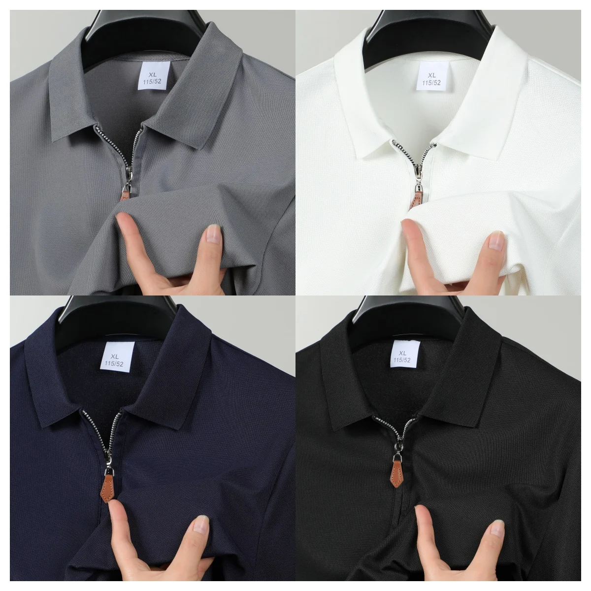 Summer Fashion Men's Short Sleeve Collar Tshirts New Solid Color Casual Polo Shirt Trendy Breathable Loose Basic Splice Top