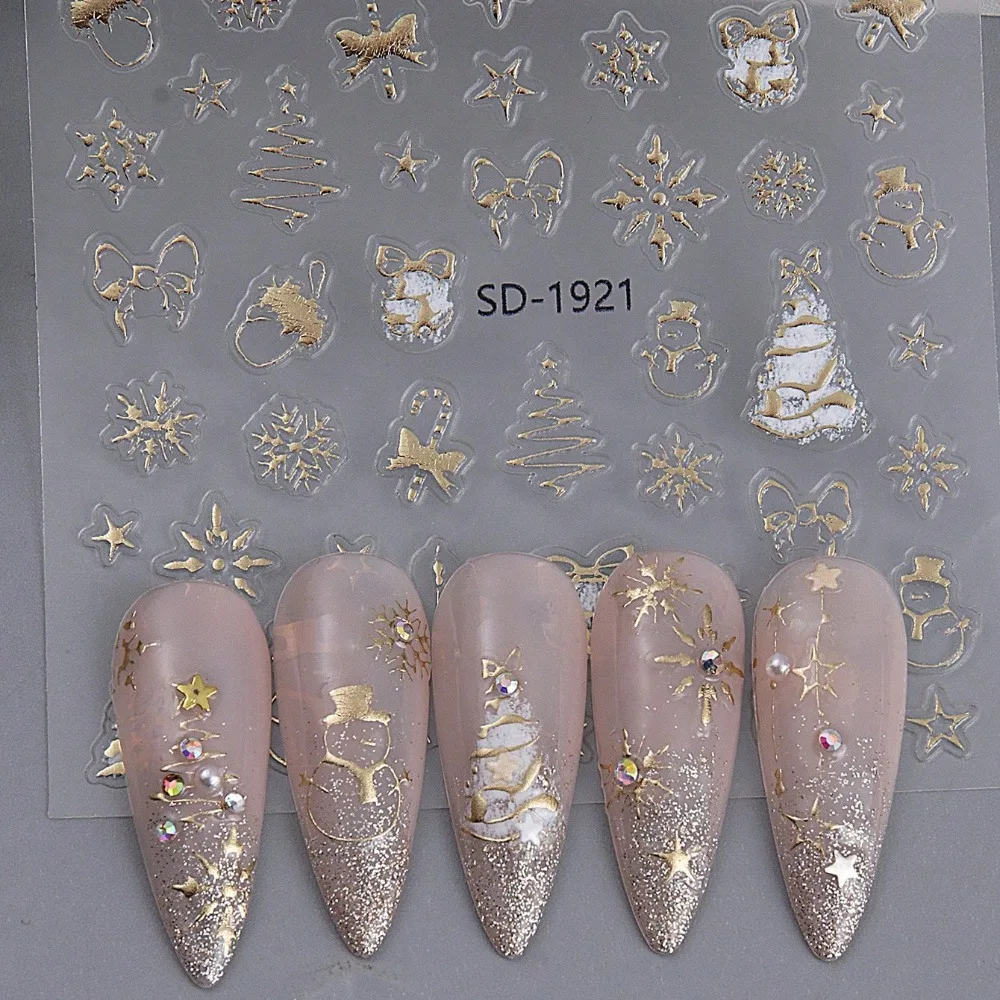 Autocollants pour ongles flocon de neige de noël, 2 pièces, faciles à appliquer pour la décoration des ongles, bricolage, cadeaux, fête et maquillage de mariage