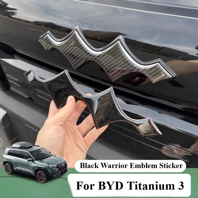 

For BYD Titanium 3 Black Warrior Emblem Sticker Car Exterior Carbon Fiber Decorative Badge Decal