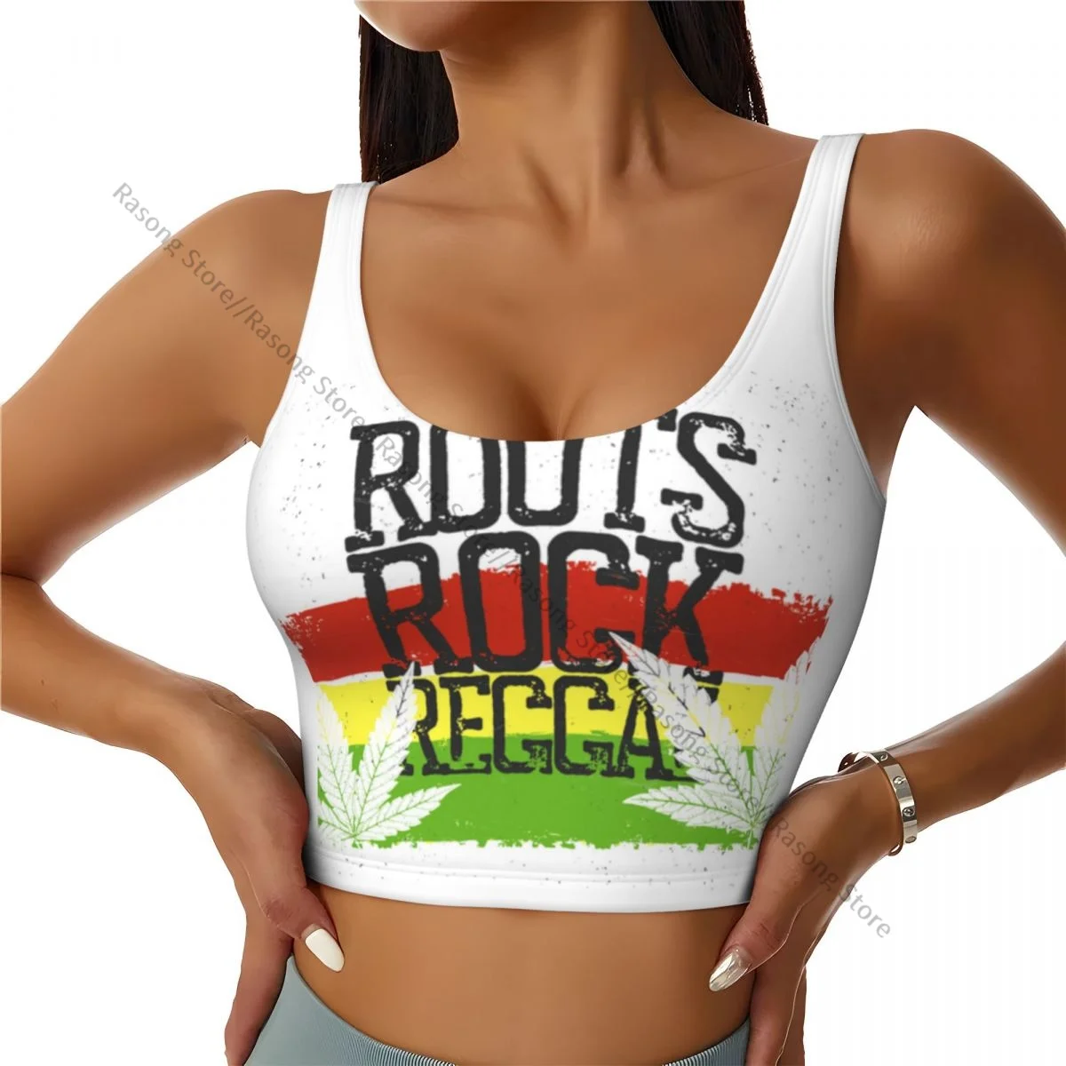 

Yoga Vest Women Gym Sports Crop Tops Roots Rock Reggae Flag Streetwear Workout Breathable Tank Top Female