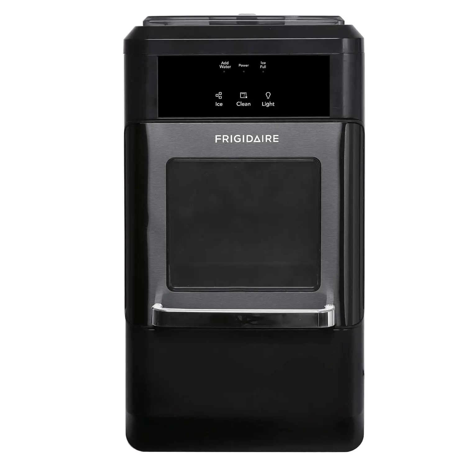 เคาน์เตอร์ EFIC237 Frigidaire เครื่องทำน้ำแข็งก้อนที่กรุบกรอบ44lbs ต่อวันทำความสะอาดด้วยตัวเองอัตโนมัติสแตนเลสสีดำ